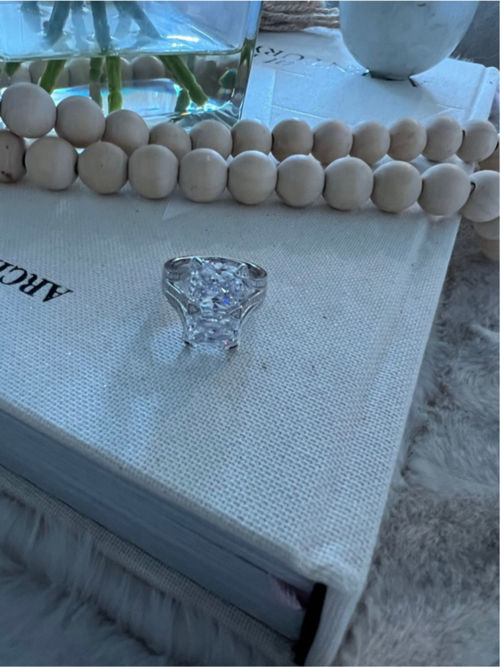 New Bella Luce Silver White Cubic Zirconia Platinve Ring 10 - Picture 6 of 9